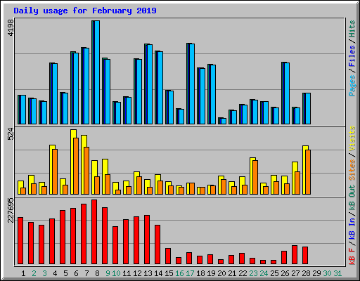 Daily usage for February 2019