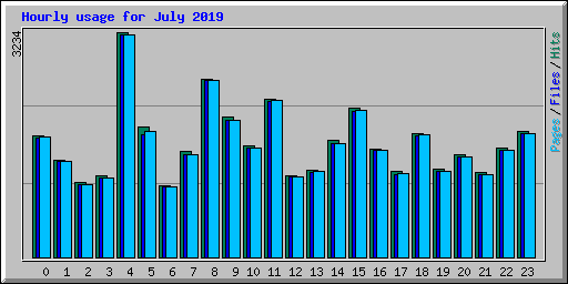 Hourly usage for July 2019